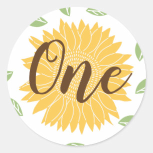 Sticker Rond Country Sunflower Baby's 1st Birthday