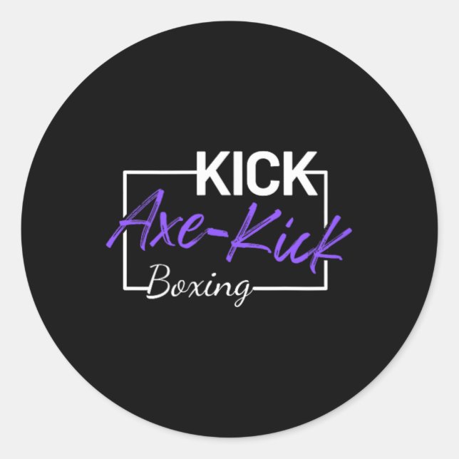 Sticker Rond Coup de pied de hache de kickboxing (Devant)
