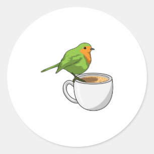 Sticker Rond Coupe Bird Coffee