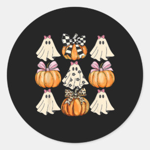 Sticker Rond Coupe Coquette Bows Fantôme Saison Citrouille Hall