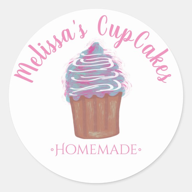 Sticker Rond Coupe d'aquarelle gâteaux boulangerie maison Chalk (Devant)