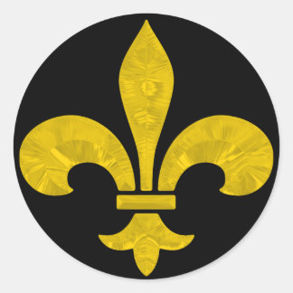 Sticker Rond Coupe de feuille d'or Fleur De Lis