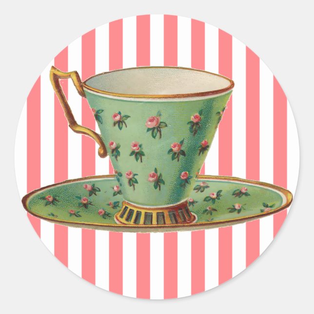 Sticker Rond Coupe vintage de thé victorienne (Devant)