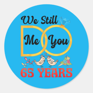 Sticker Rond Couple 65e anniversaire de mariage Marié 65 ans