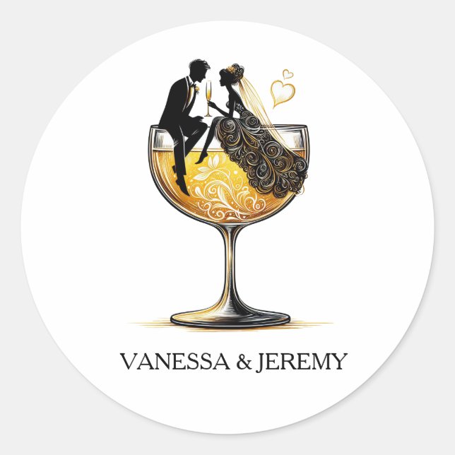 Sticker Rond Couple au Champagne (Devant)