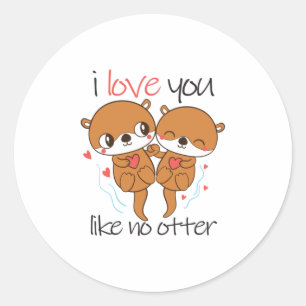 Sticker Rond Couple Cadeau Je T'Aime Pas De Otter