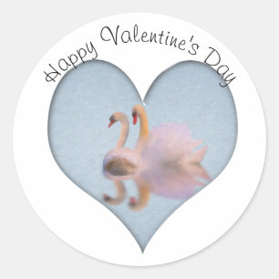 Sticker Rond Couple de cygnes Partenaires de vie Saint-Valentin