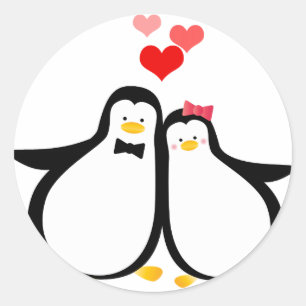 Sticker Rond Couple de pingouin