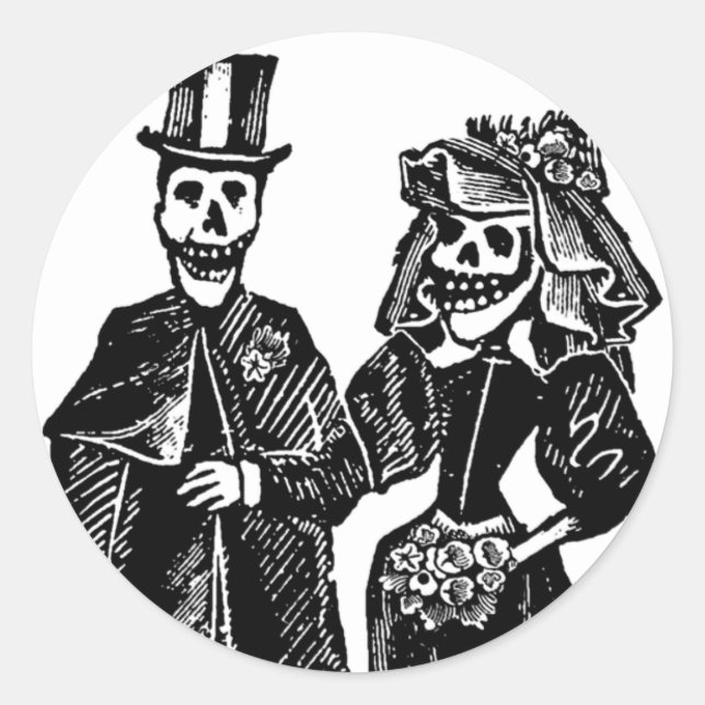 Sticker Rond Couple de squelette - Sceau/Stickers #1 (Devant)