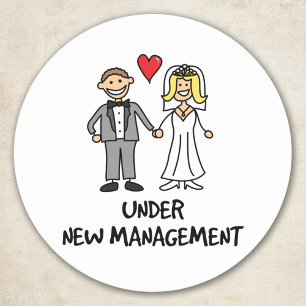 Sticker Rond Couple mariage - Sous la nouvelle gestion