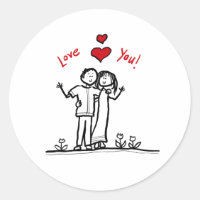 Couple mignon coeurs et salutations bonjour