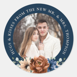 Sticker Rond Couple photo personnalisable mariage merci pour