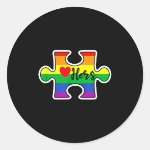 Sticker Rond Couple Saint-Valentin LGBT Fierté Lesbienne Sienne