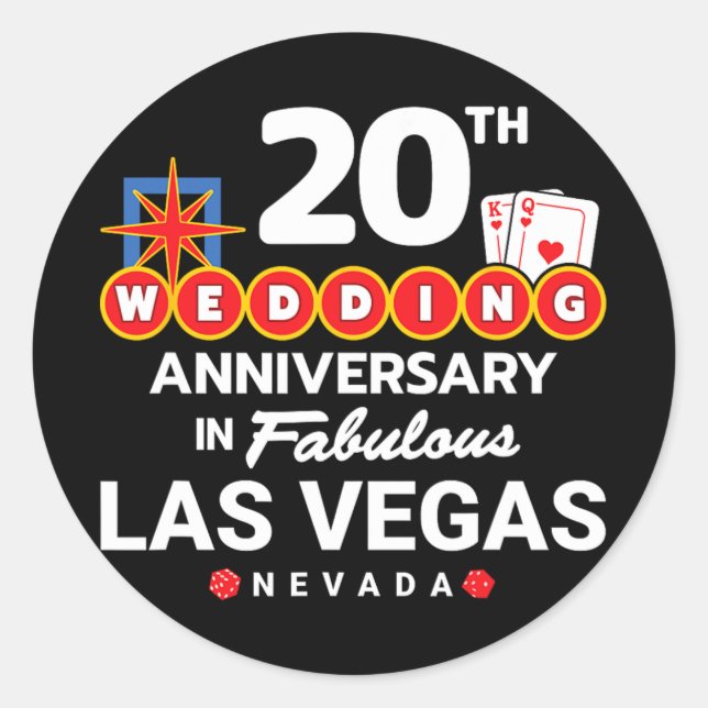 Sticker Rond Couples 20e anniversaire - Vegas 20e Mariage Anni (Devant)
