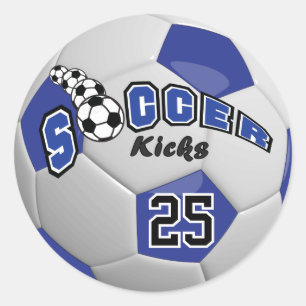 Sticker Rond Coups de Football Bleu foncé