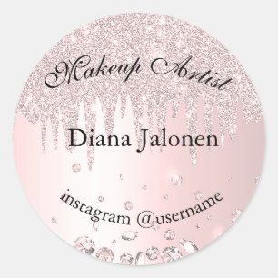 Sticker Rond Coups d'or Salon de beauté Marbre Rose Spa Maquill