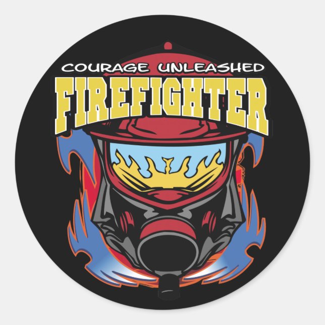 Sticker Rond Courage des pompiers (Devant)