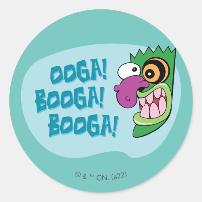 Sticker Rond Courage du chien lâché | Ooga Booga Booga Booga ! (Devant)