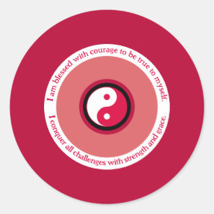 Sticker Rond Courage et force Mal Rouge