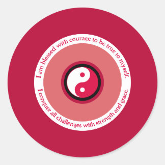 Sticker Rond Courage et force Mal Rouge