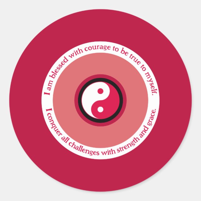 Sticker Rond Courage et force Mal Rouge (Devant)