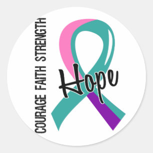 Sticker Rond Courage foi espoir 5 Thyroïde cancer