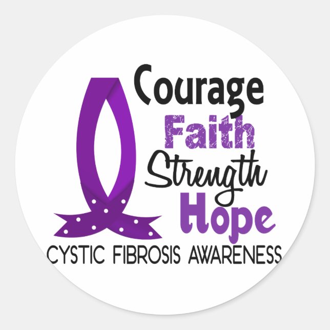 Sticker Rond Courage Foi Force Espoir Fibrose kystique (Devant)