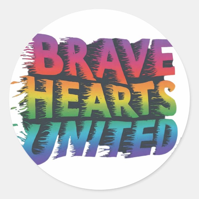 Sticker Rond Courageux Coeurs unis (Devant)