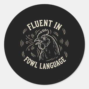 Sticker Rond Courant en volaille Le langage Rétro poulet Poule