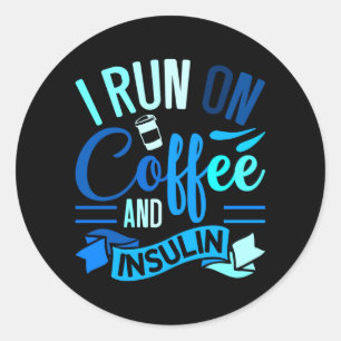 Sticker Rond Coure Sur Café Et Insuline Sensibilisation Au Diab