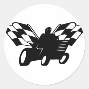 Sticker Rond Coureur Checkered de tondeuse à gazon de drapeau