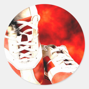 Sticker Rond Coureur de chaussures de course Athlete Grunge Sty
