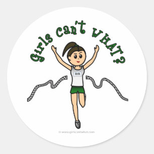 Sticker Rond Coureur de fille légère en Uniforme vert