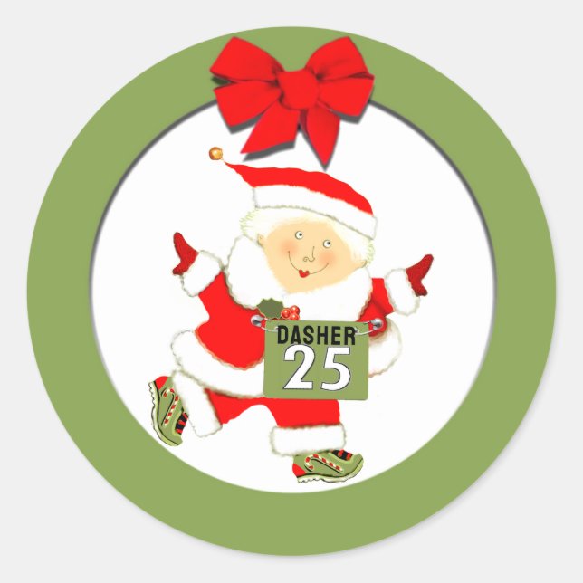 Sticker Rond Coureur Noël vacances (Devant)