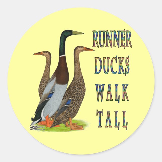 Sticker Rond Coureurs Canards Marcher Haut (Devant)