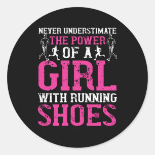 Sticker Rond Courir - Ne jamais sous-estimer le champion