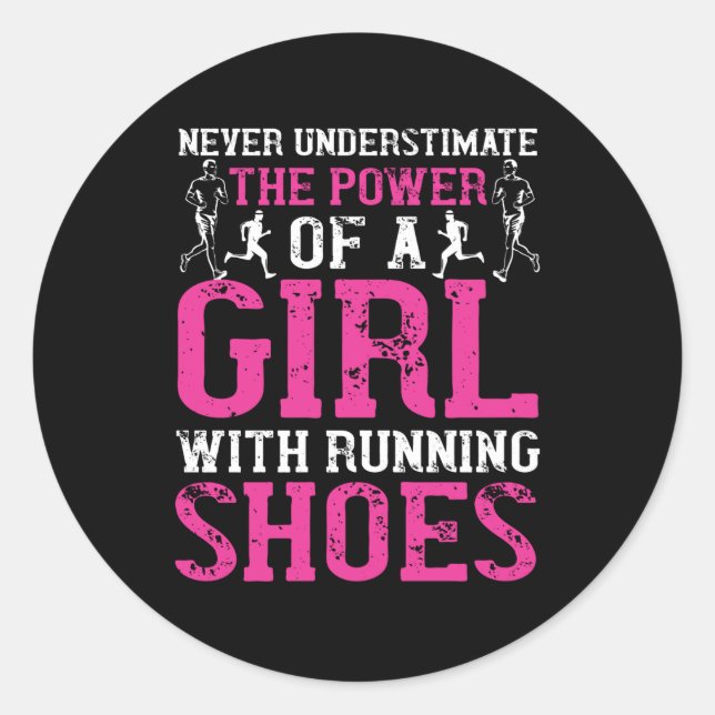 Sticker Rond Courir - Ne jamais sous-estimer le champion (Devant)