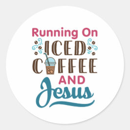 Sticker Rond Courir sur le café glacé et Jésus