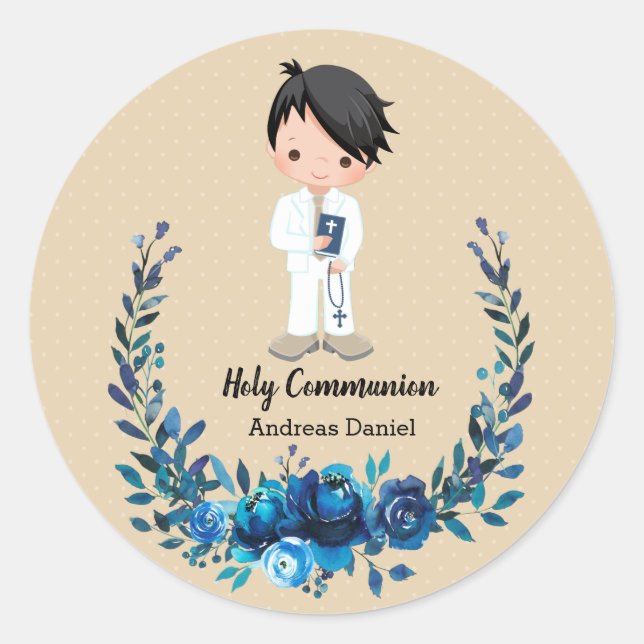Sticker Rond Couronne bleue de la Sainte Communion (Devant)