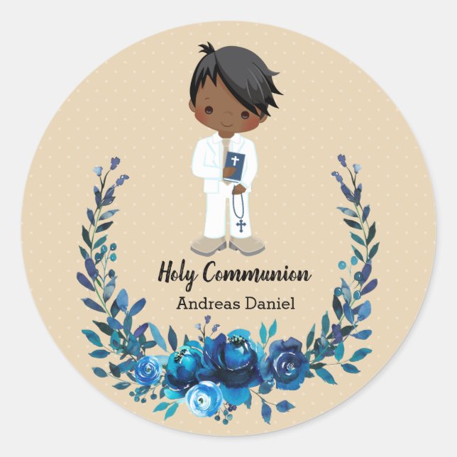 Sticker Rond Couronne bleue de la Sainte Communion (Devant)
