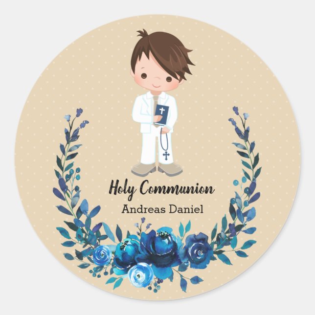 Sticker Rond Couronne bleue de la Sainte Communion (Devant)