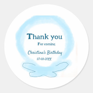 Sticker Rond Couronne bleue florale aquarelle merci d'être venu