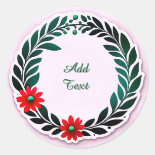 Sticker Rond Couronne circulaire de laurier avec des feuilles v