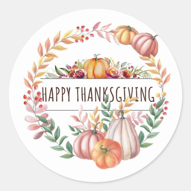 Sticker Rond couronne citrouille feuillue bon thanksgiving (Devant)