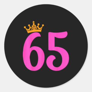 Sticker Rond Couronne d'anniversaire 65 ans 65 ans Fête d'anniv
