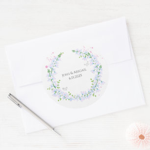 Sticker Rond couronne d'aquarelle avec papillons