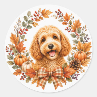 Sticker Rond Couronne d'automne Cockapoo
