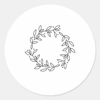 Sticker Rond Couronne de branche et de feuilles élégante dessin