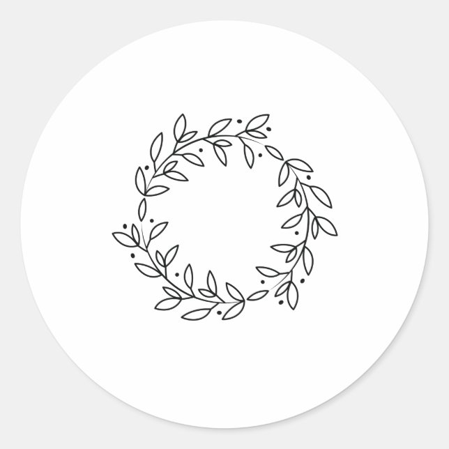 Sticker Rond Couronne de branches et de feuilles élégamment des (Devant)