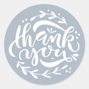 Sticker Rond Couronne de calligraphie moderne bleu poussiéreux
